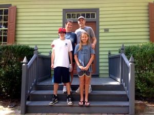 Lori, the girl and the boy and me in front of the Thornton House at Stone Mountain, Ga. 